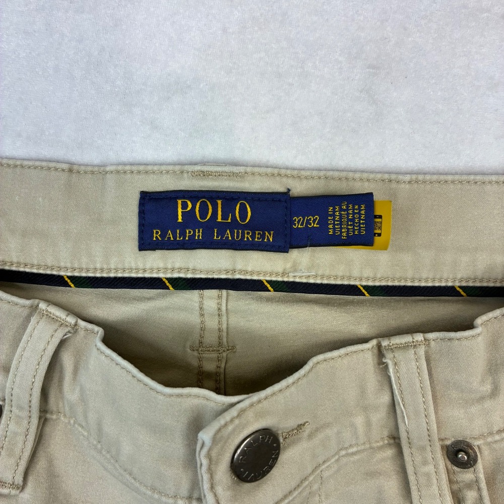 Polo Ralph Lauren Varick Slim Straight Men 32x31 Tan Khaki Chino Pants Trousers - Picture 2 of 11